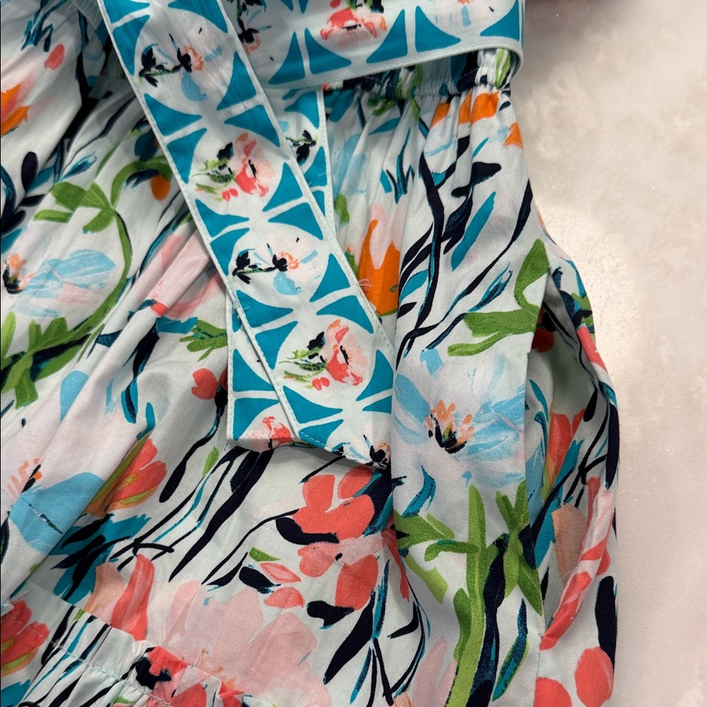 Crown & Ivy Off the Shoulder Belted Maxi Dress in “Blue Multi” Sz. XL - Picture 11 of 11